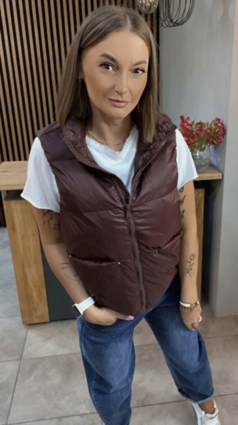 Kamizelka Naturalny Puch Burgund