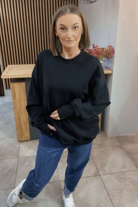 Bluza Long Lenoshka zakończona mankietami z otworami na kciuki - Czarna