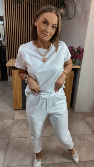Spodnie dresowe z patką Wiya – Bianco