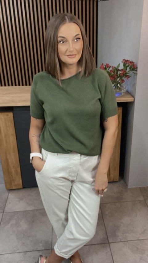 Sweter z krótkim rękawem – Khaki