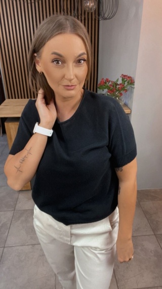 Sweter z krótkim rękawem – Czarny
