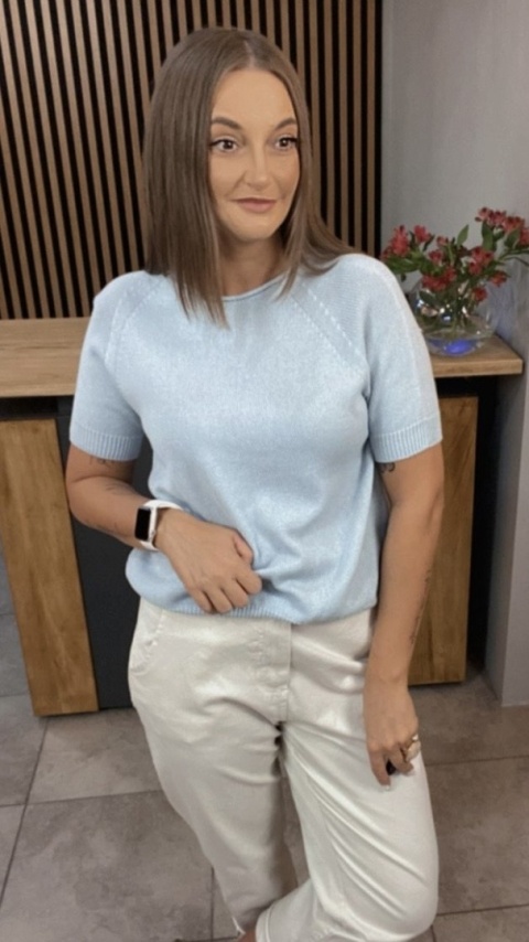 Sweter z krótkim rękawem – Jasny Niebieski Sweter z krótkim rękawem – Jasny Niebieski