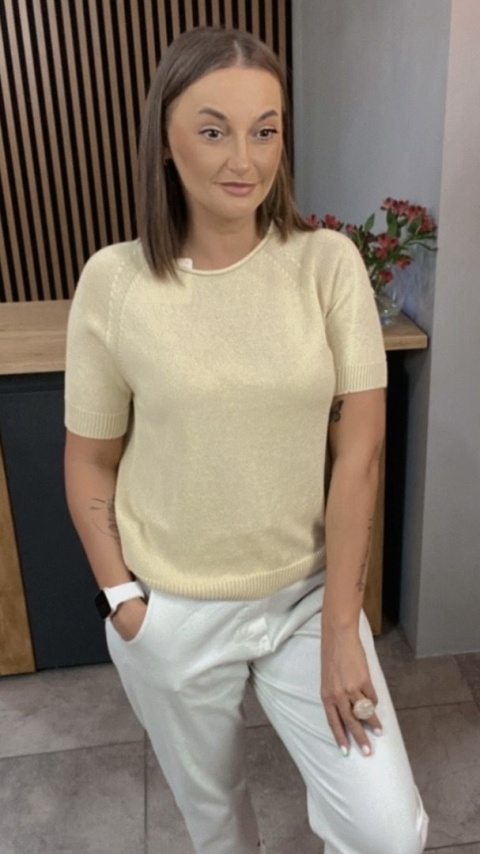 Sweter z krótkim rękawem – Żółty