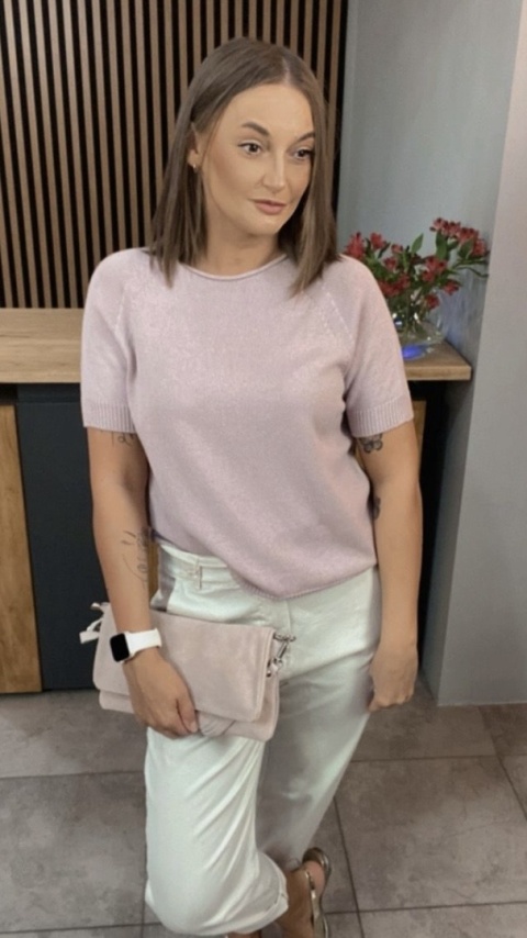 Sweter z krótkim rękawem – Puder