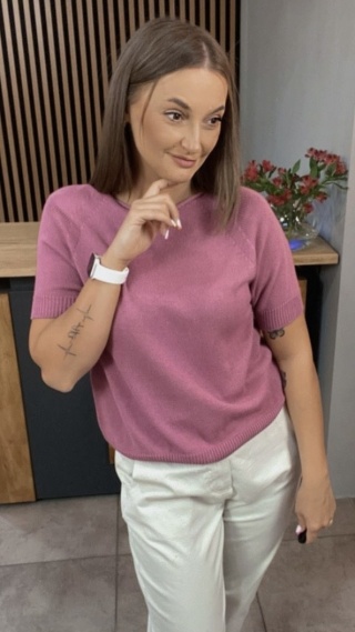 Sweter z krótkim rękawem – Brudny Róż