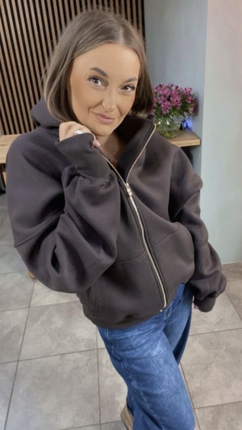 Bluza oversize z kapturem Lux – Lenoshka - Gorzka Czekolada