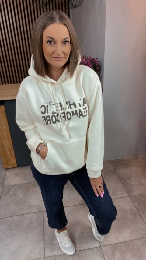 Bluza z kapturem „Athletic” - Śmietanka