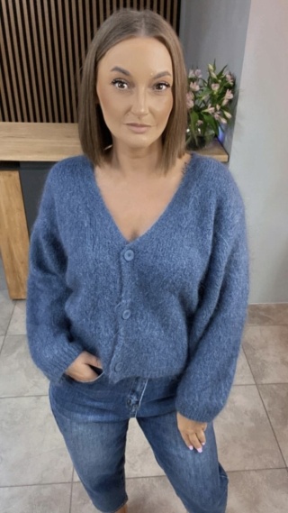 Sweter CXL moherowy - Jeansowy
