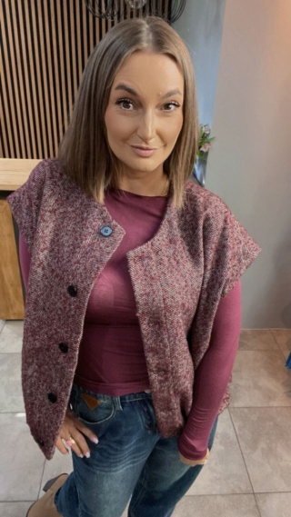 Kamizelka w jodełkę Wiya - Bordo