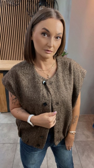 Kamizelka w jodełkę Wiya - Brąz