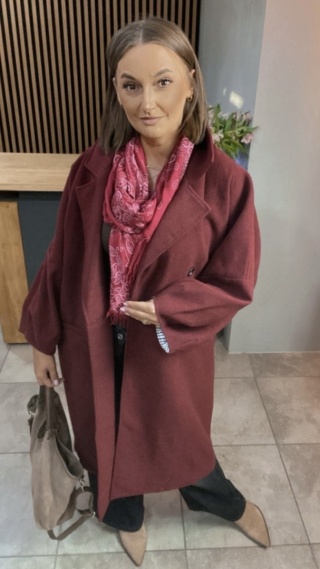 Płaszcz oversize Gioya & Co. – Bordowy