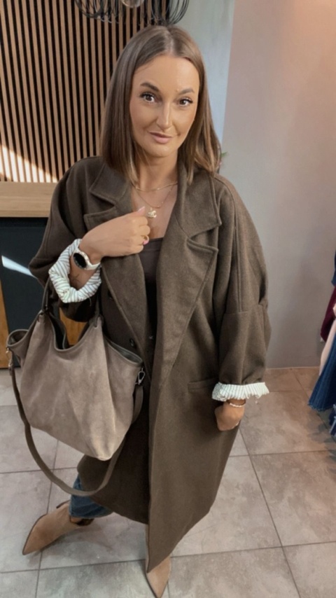 Płaszcz damski oversize Gioya & Co. – Brązowy