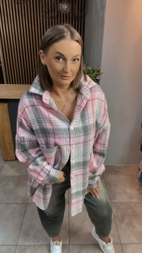 Koszula JOY – styl oversize w pastelowej kratce