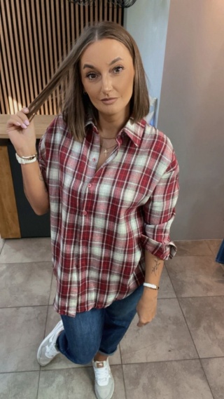 Koszula w kratę - oversize czerwona