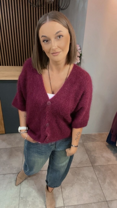 Sweter CXL z moherem – Bordo