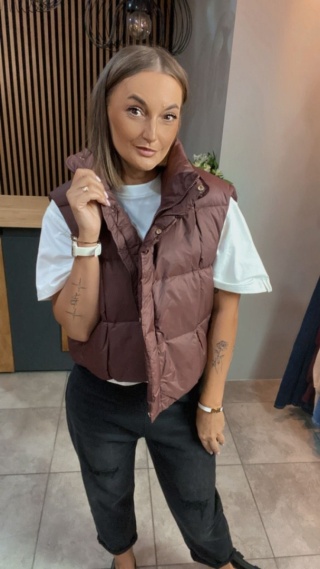 Kamizelka Pikowana z Naturalnym Puchem - Burgund