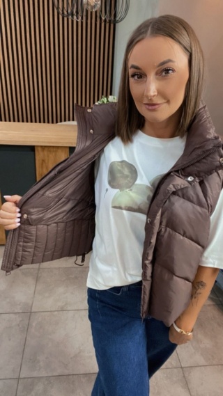 Kamizelka puchowa Noelle z pasem wewnętrznym - Czekolada