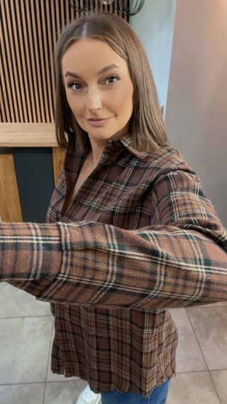 Koszula Oversize w kratę - brązowa