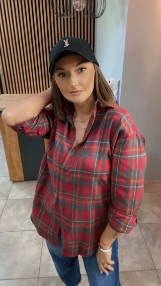 Koszula Oversize w kratę czerwoną