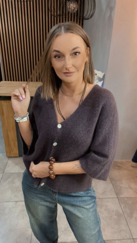 Sweter z domieszką baby alpaki – Czekolada