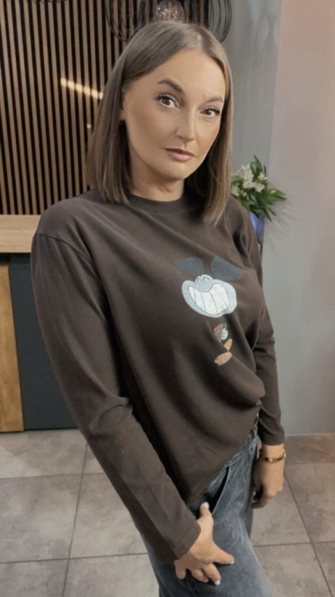 Bluzka z nadrukiem retro Myszki - Czekolada