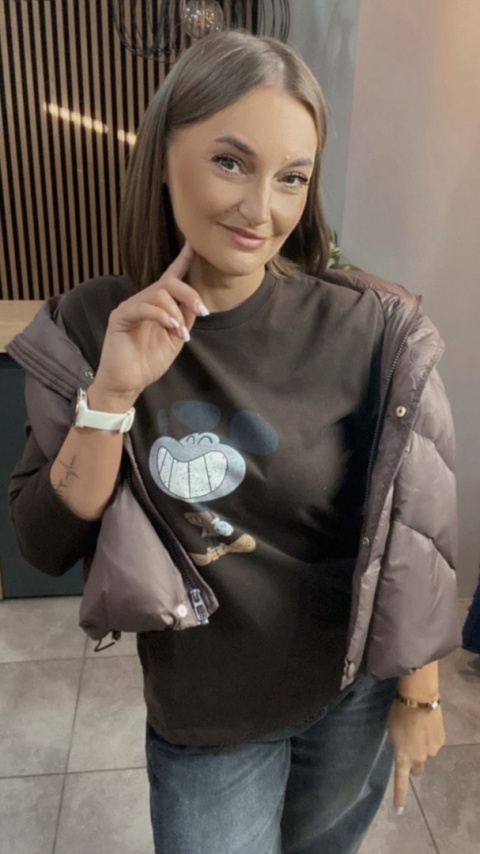 Bluzka z nadrukiem retro Myszki - Czekolada