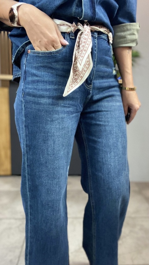 Jeansy wide leg z apaszką - Wiya