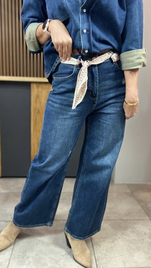 Jeansy wide leg z apaszką - Wiya