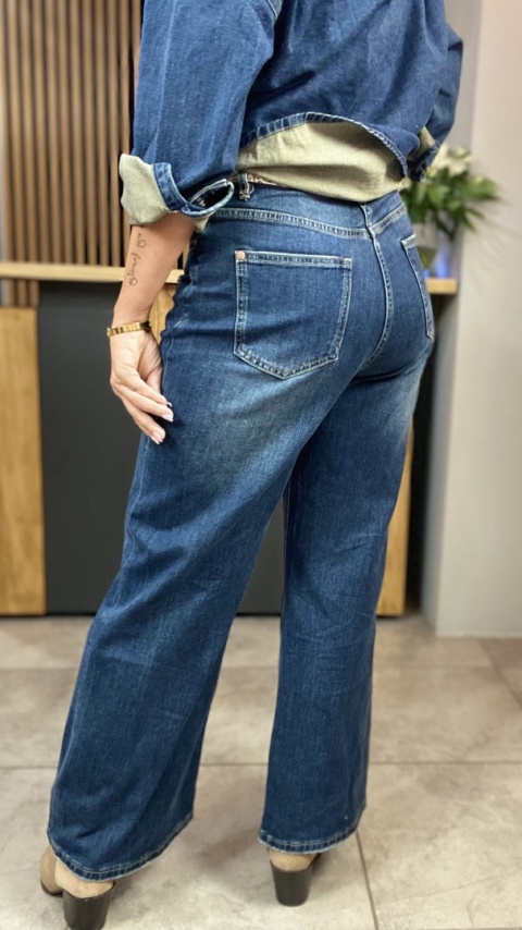 Jeansy wide leg z apaszką - Wiya
