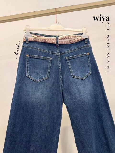 Jeansy wide leg z apaszką - Wiya