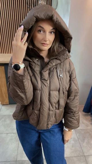 Kurtka z naturalnym puchem - model Aspen Brąz