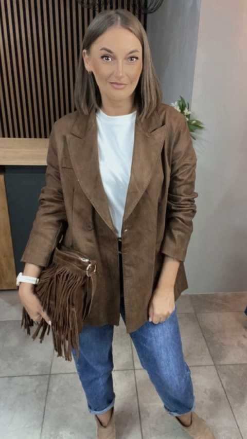 Marynarka damska z eko zamszu – YIMI Camel