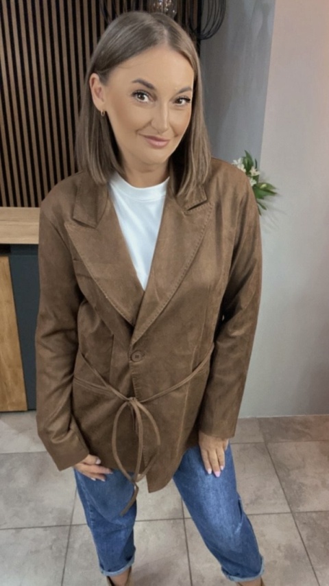 Marynarka damska z eko zamszu – YIMI Camel