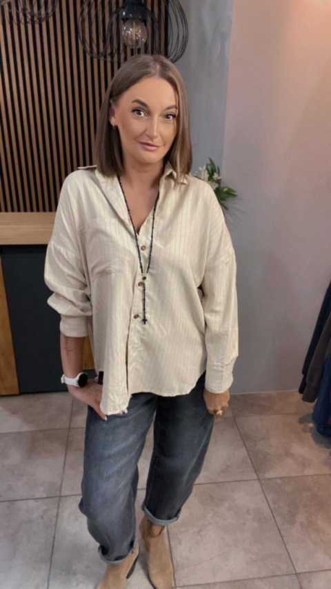 Koszula Wiya oversize w paski - Beige
