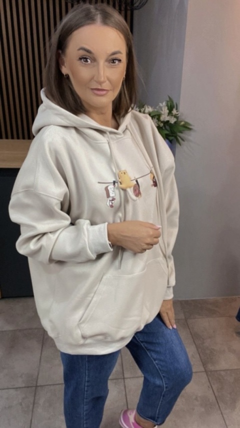 Bluza z kapturem – oversize z uroczym nadrukiem