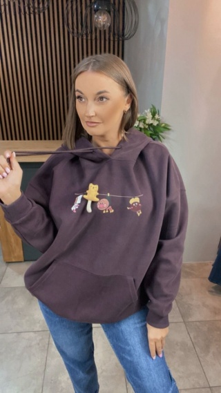 Bluza z kapturem - oversize z uroczym nadrukiem