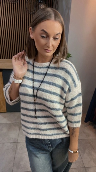 Sweter w paski Szary